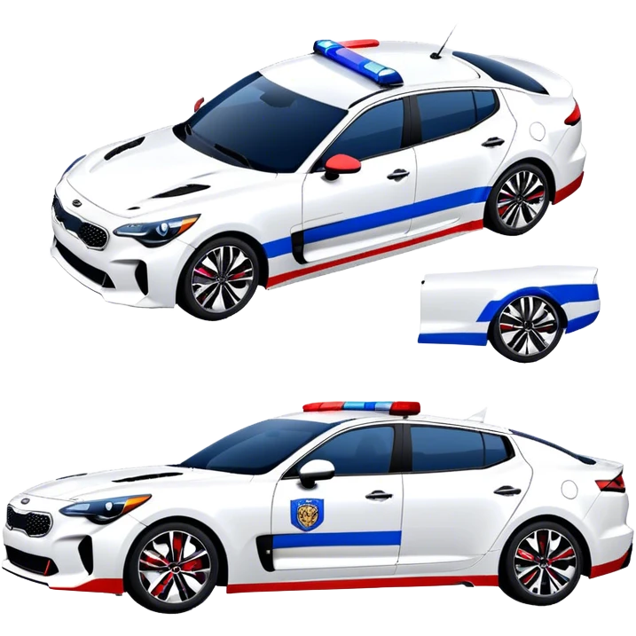 Police Car - Kia Stinger (Model Year: 2018) (Iconic Colour: White with blue and red markings) emoji