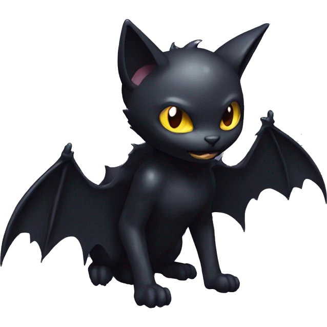 Shiny Black Dark-type-Poison-type-Fakémon-Bat-Cat full body emoji