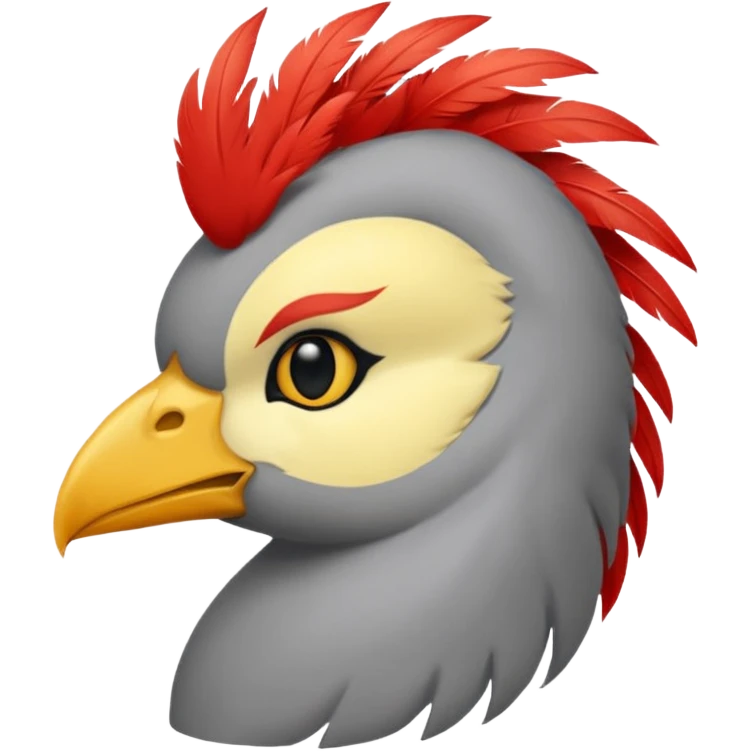 Calopsita com cabeça amarela, corpo cinza, topete, cauda longa e bochechas vermelhas emoji