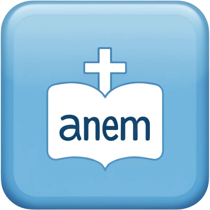 light blue word "AMEN" simple font in rectangle emoji