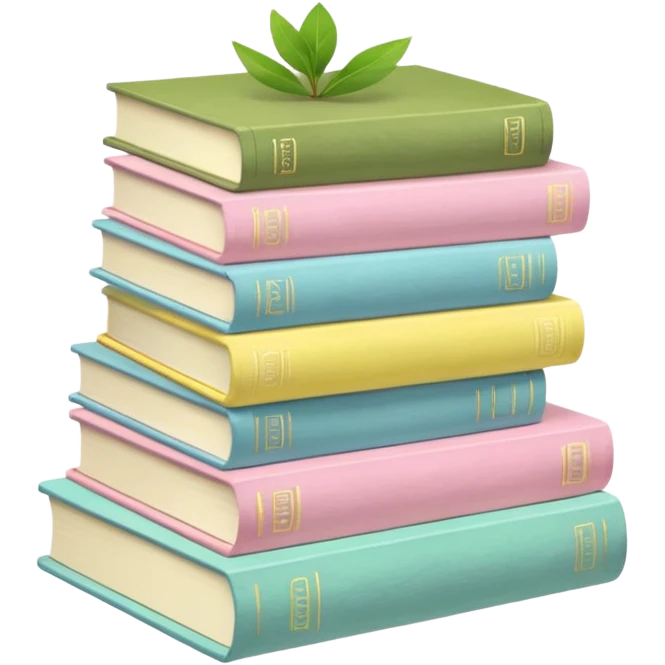 stack of white/baby blue/baby pink/baby yellow/baby matcha green books emoji