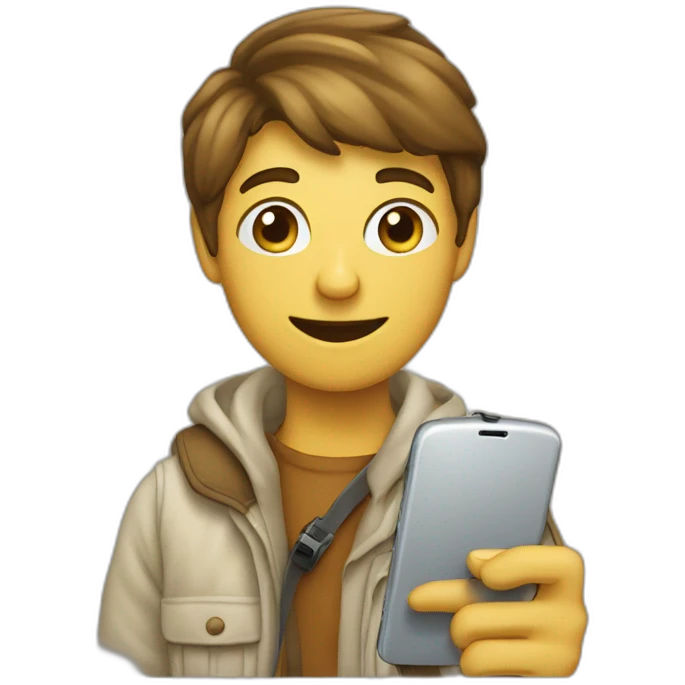 Chat qui scroll sur son téléphone  emoji