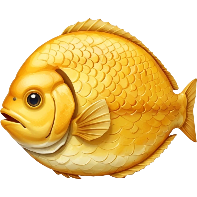 Omelette with fish head on top of it emoji