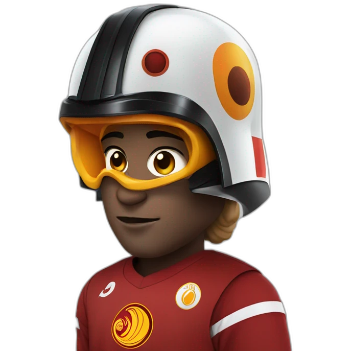 Man wears Galatasaray jersey and Darth Vader helmet emoji