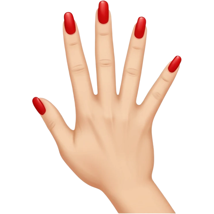 Side view of a hand with the index finger and thumb touching together as if clapping. The fingernails are long and painted. emoji