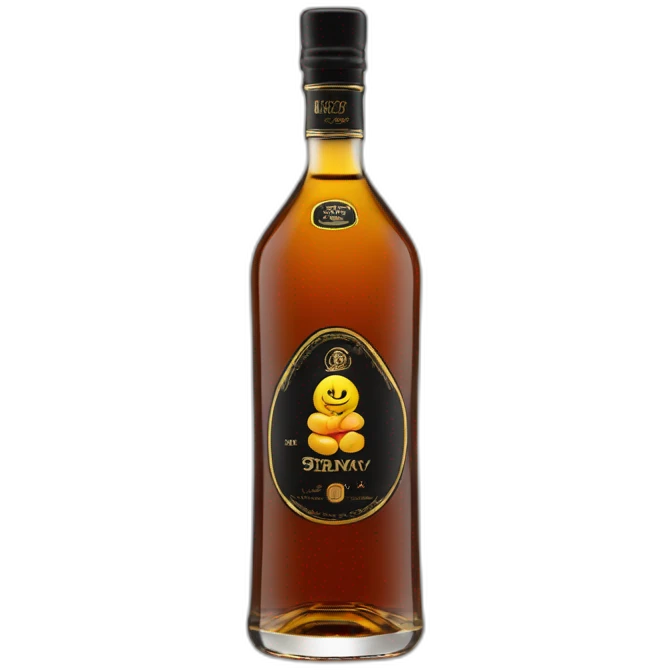 bottle of 6 years Kizlyar brandy with black label emoji