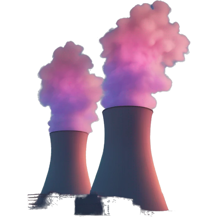 Cyberpunk nuclear power plant in sunrise emoji