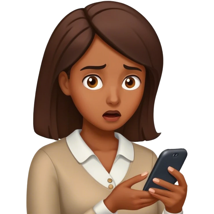 Woman looking at cell phone shocked blow her mind emoji