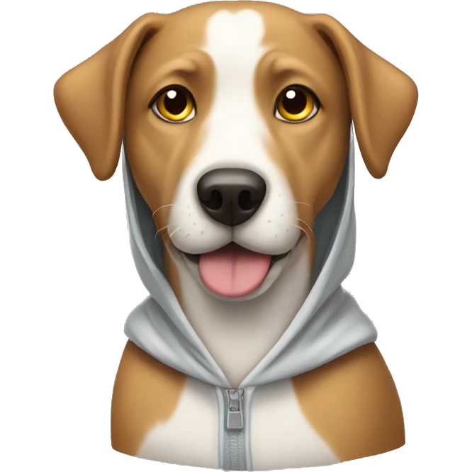 Dog wearing a hodie emoji