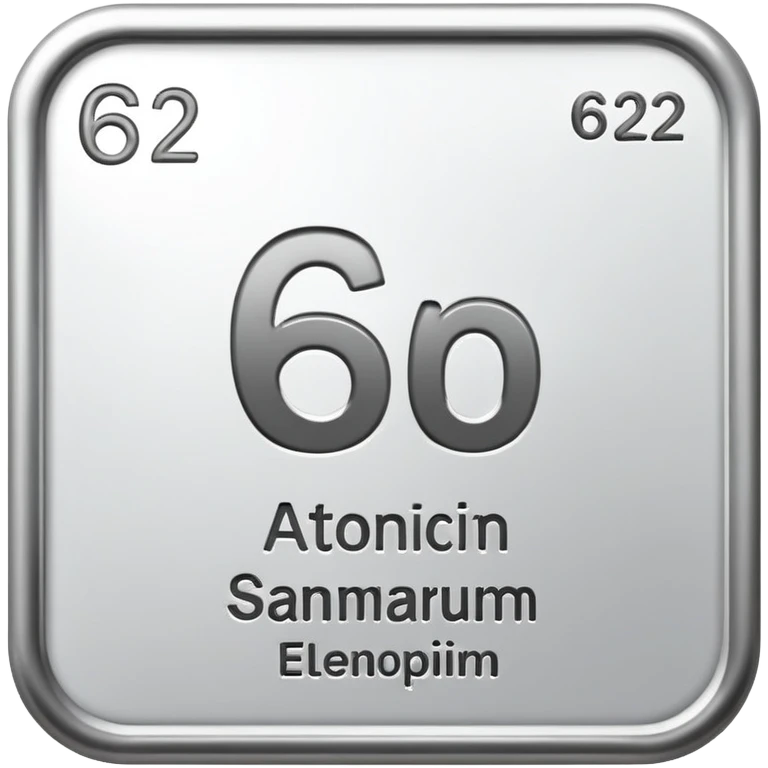 samarium element, rare earth metal, silvery white metal, chemical element Sm, atomic number 62 emoji