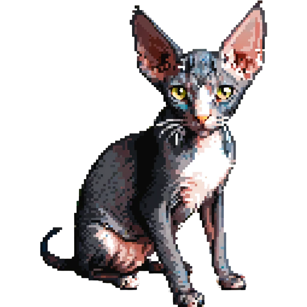 dark grey Canadian Sphynx cat with white spots emoji