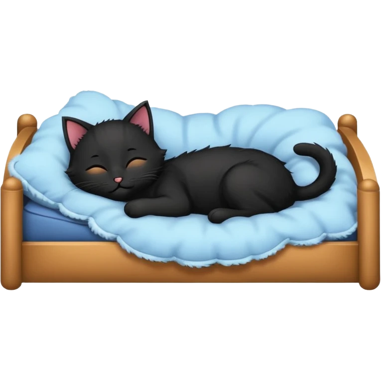 Black kitten sleeping in a bed emoji
