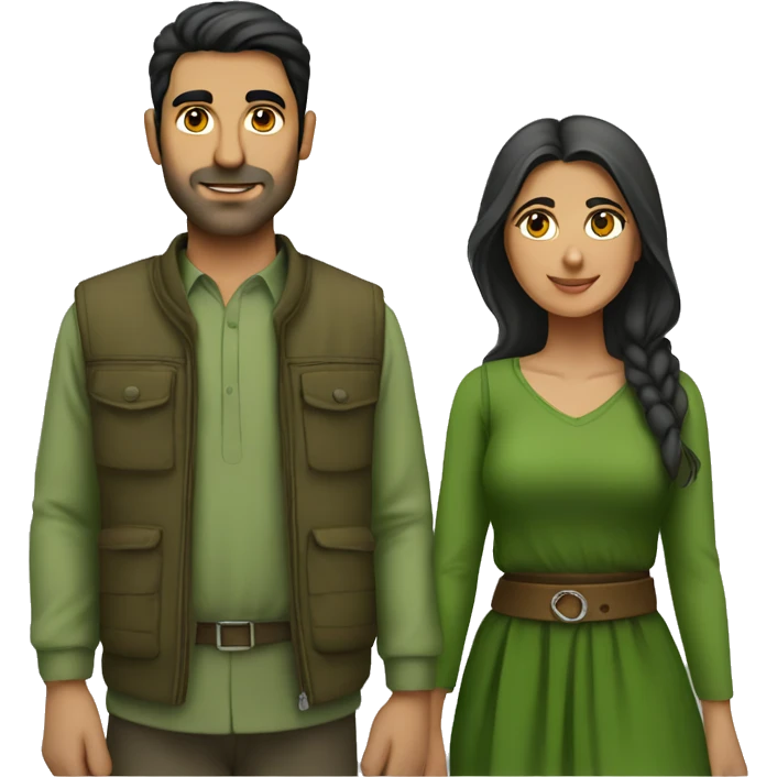 Kurdish couple, green clothes  emoji