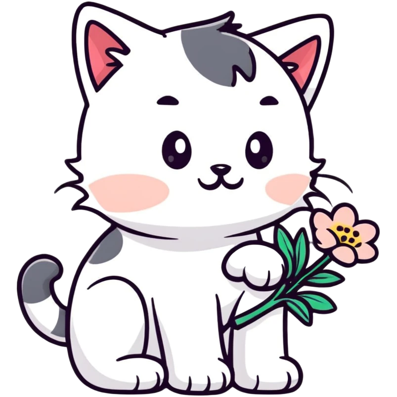 Kitten smells flowers emoji
