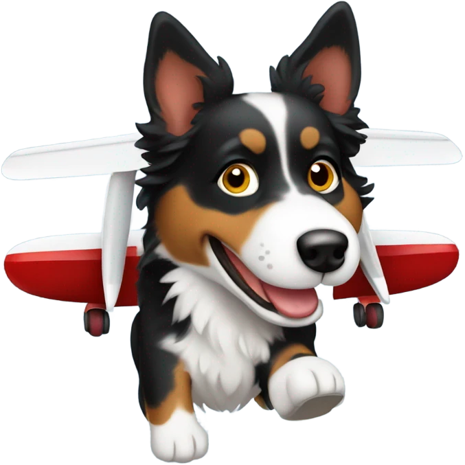 Black Tri Australian shepherd flying a plane emoji