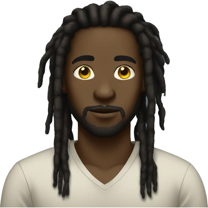 À man with a black skin and dreads locks yellow and black  emoji
