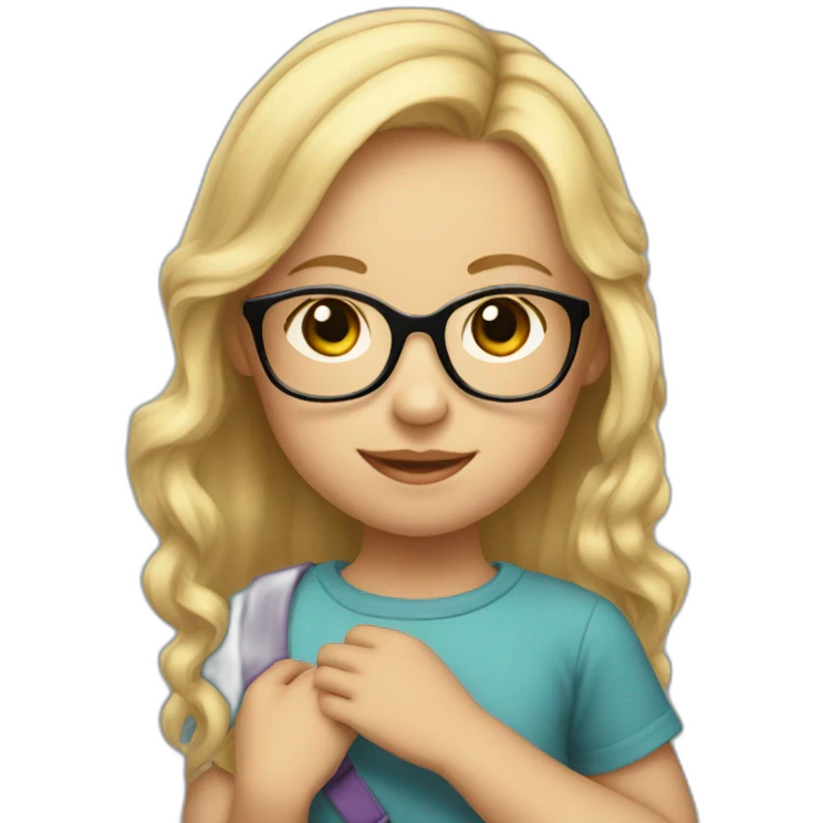 a baby in the arms of a 13 year old girl with blond hair and glasses emoji