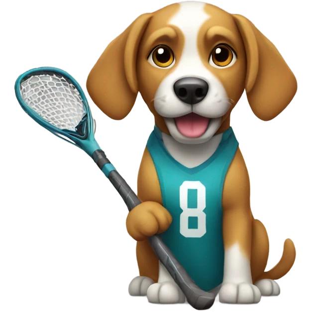 Dog holding a lacrosse stick emoji