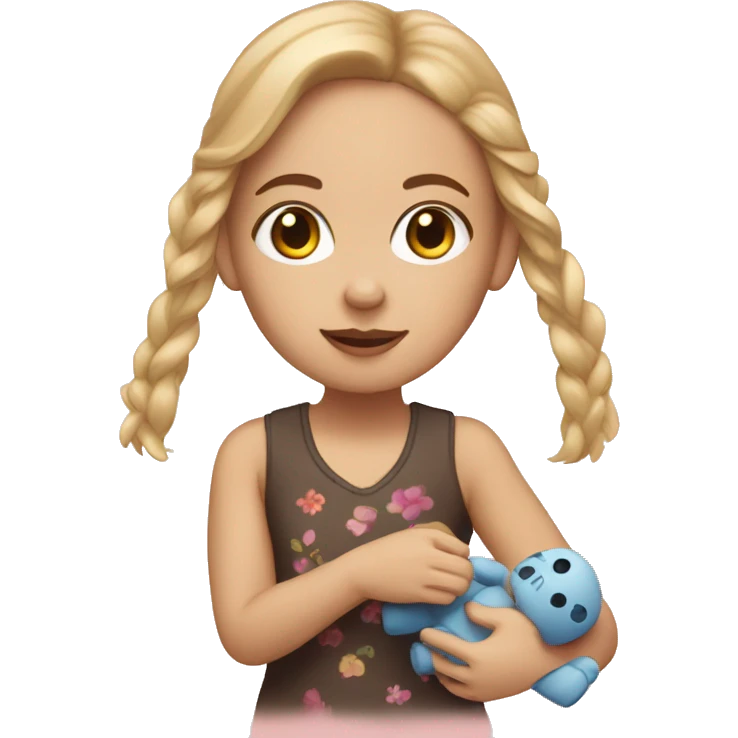white girl playing with doll emoji