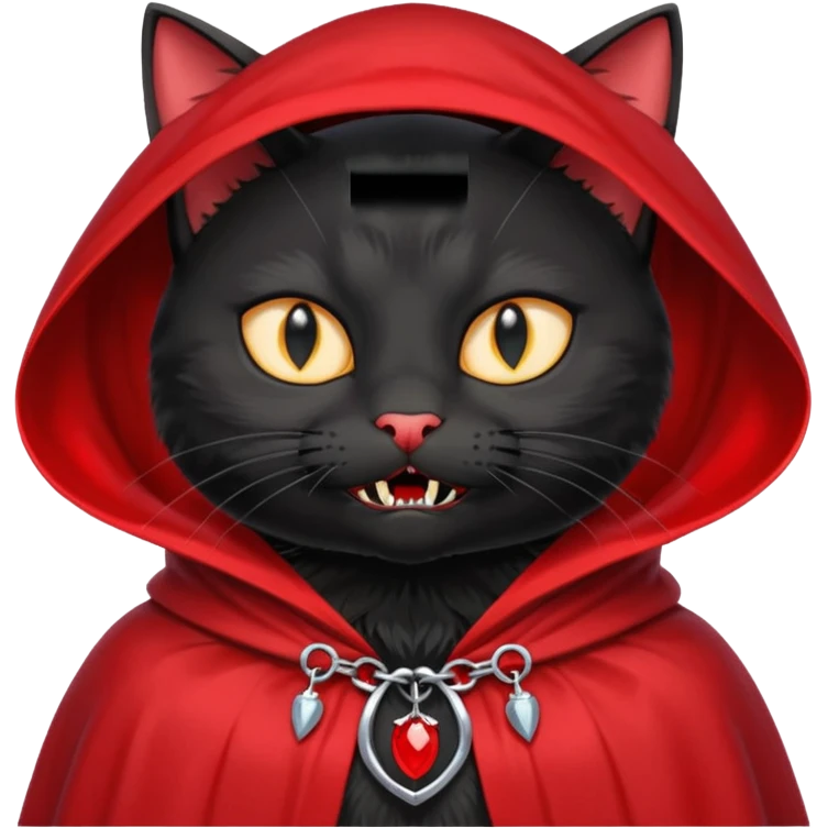 Vampire Pet, Black cat in red collar cloak emoji