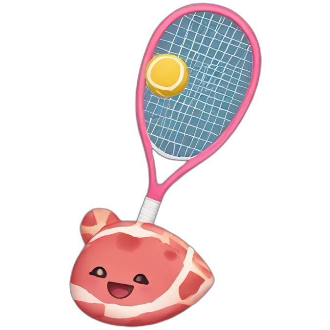 Kawaii jamon with tennis racket emoji