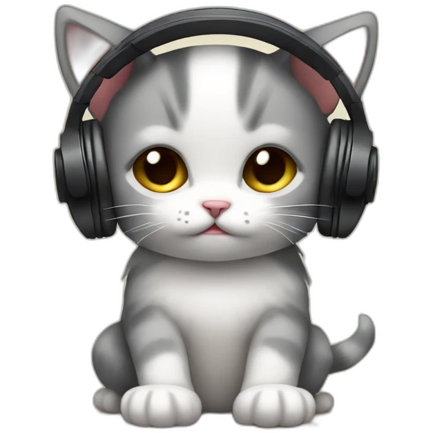 sad kitten listening to music emoji