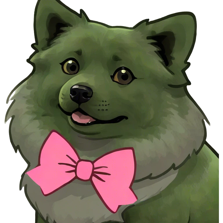 Pink bow on a Keeshond  emoji