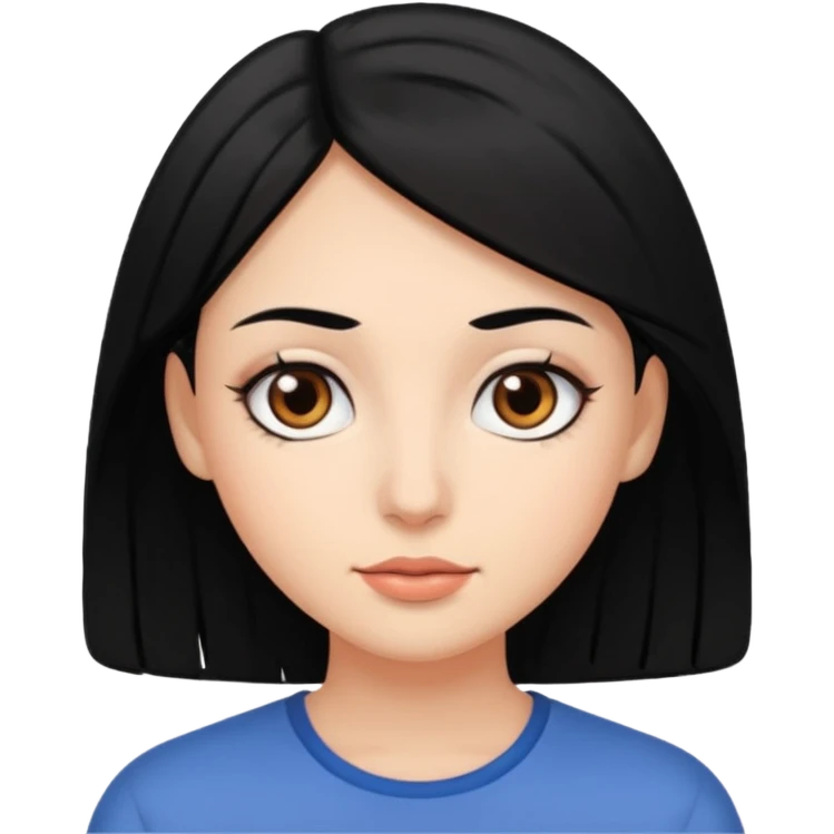 A woman with black hair and big eyes emoji