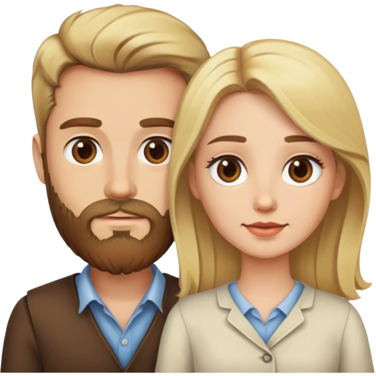 Blonde man with beard and brown bob woman emoji