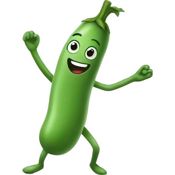 Dancing happy green bean emoji