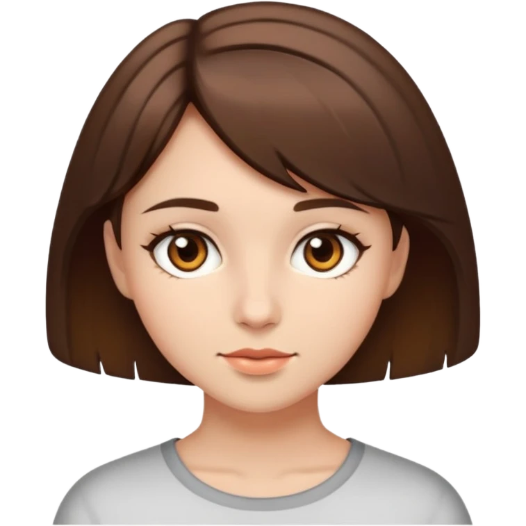 Girl with brown eyes, short brown hair emoji