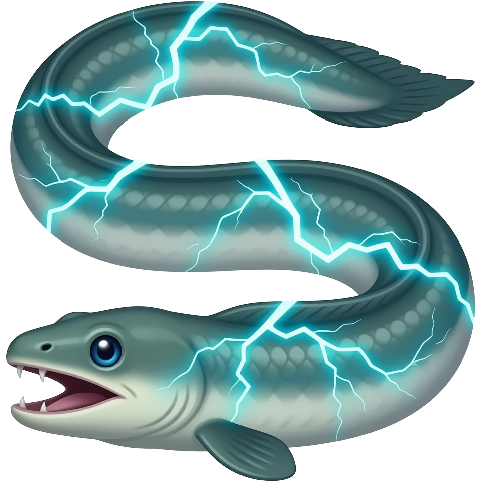 long electric eel with electricity emoji