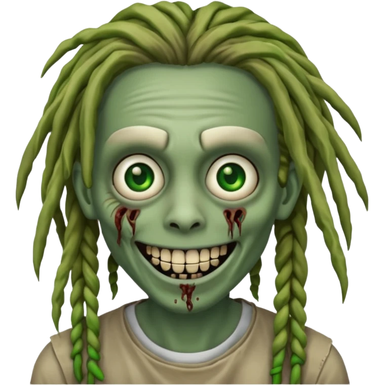 zombie with dreads with braces smiling emoji