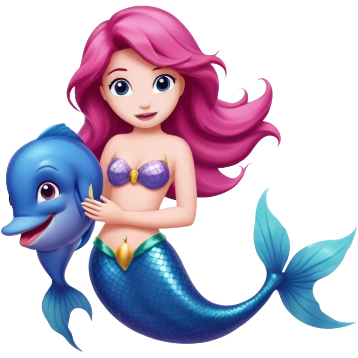 Pink dolphin emoji with ariel mermaid emoji
