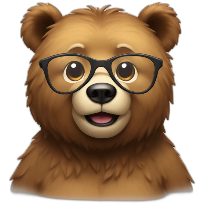 Bear with Glasses say Hi emoji