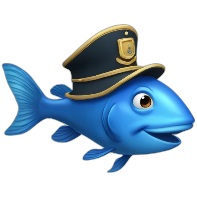 blue fish with captain's hat emoji