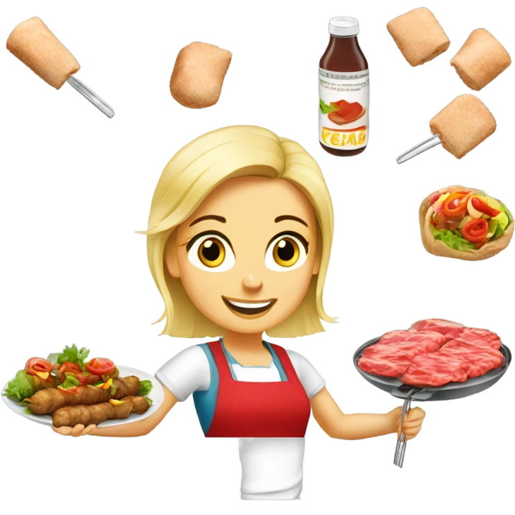 german blonde women selling kebap emoji