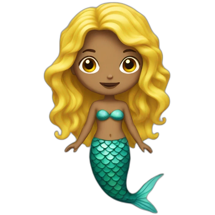 mermaid with yellow skin and brown hair emoji