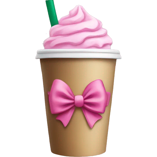Starbucks cup with pink bow emoji
