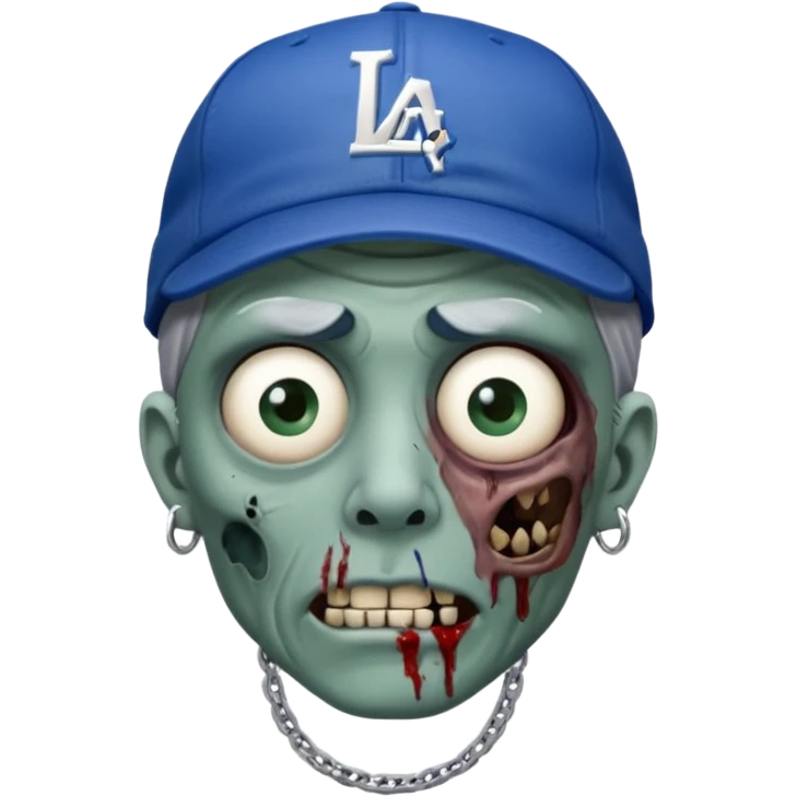 Zombie cerrando un ojo con gorra de los Dodgers y cadena de plata  emoji