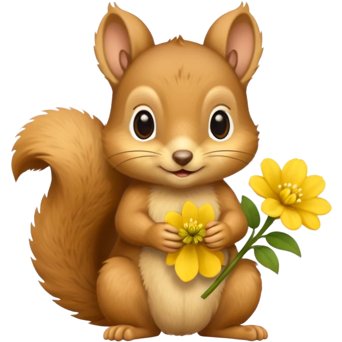 baby squirrel hold a flower emoji