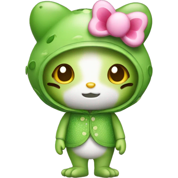 hello kitty in frog costume emoji
