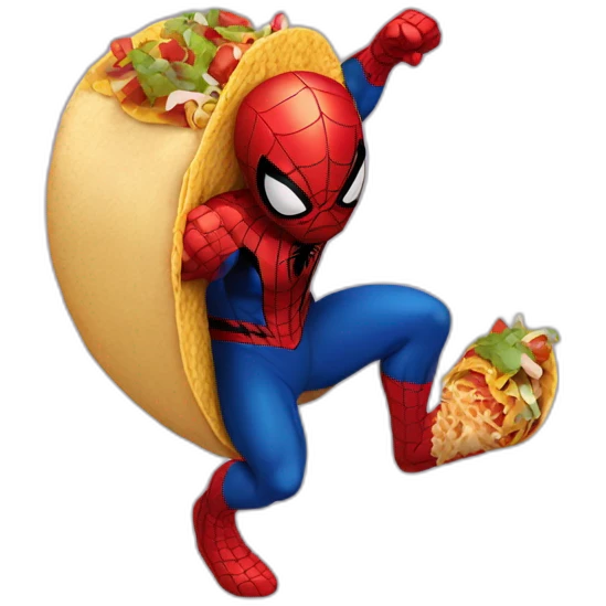 Spider man eating a taco emoji