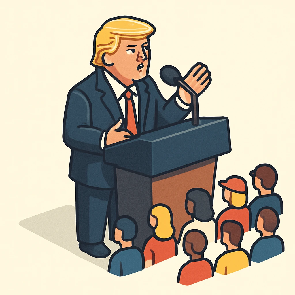 Donald Trump speaking at a rally emoji