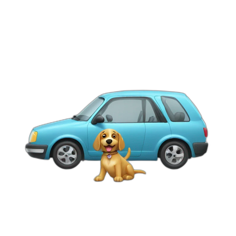 Chien conduit une voiture emoji