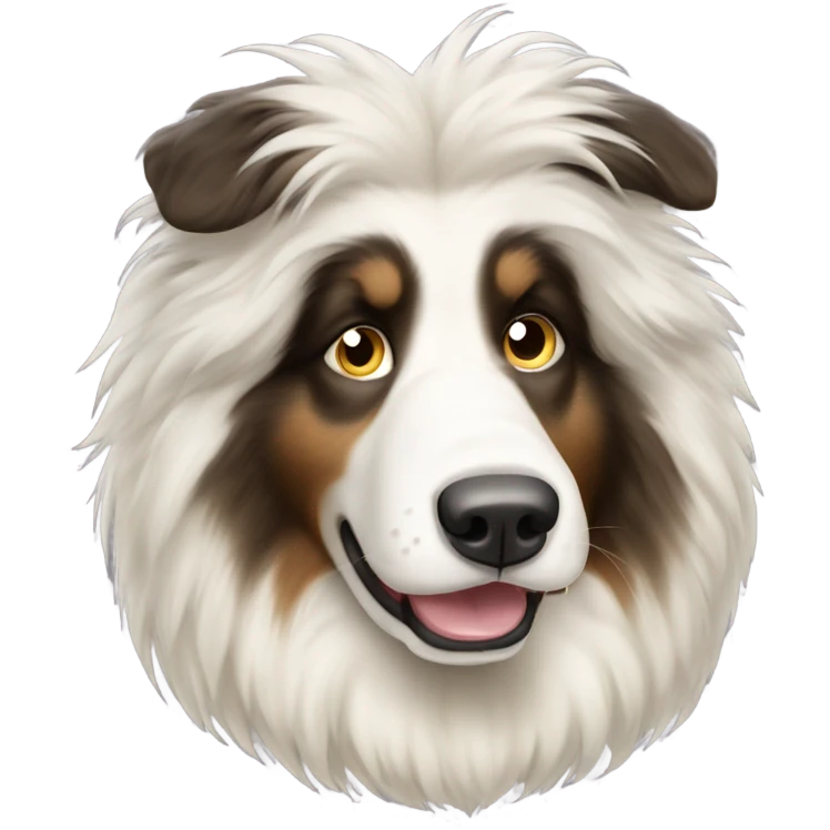 Fluffy big collie dog white and cream mad emoji