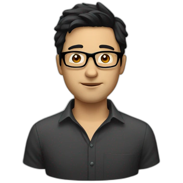 white man with black hair, glasses and some chin hair emoji