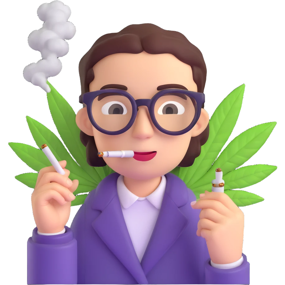 app character with black glasses smoking weed emoji