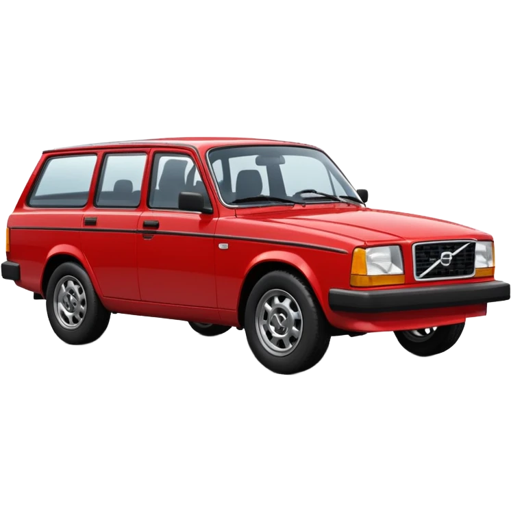 red Volvo 240 car, three-quarter view emoji