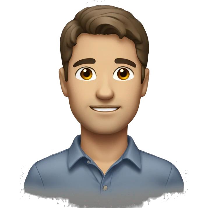 male, brown hair, brown eyes, COLLARED SHIRT emoji